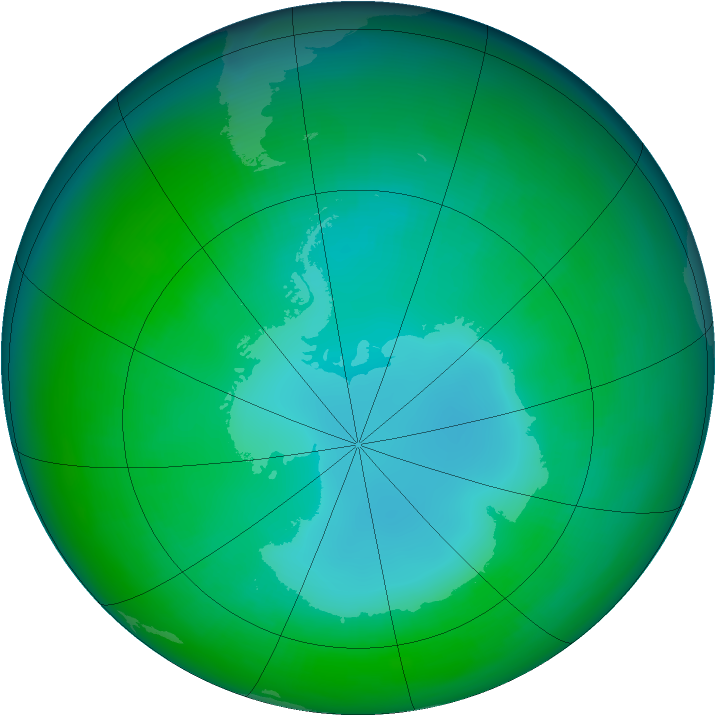 Antarctic ozone map for May 1982